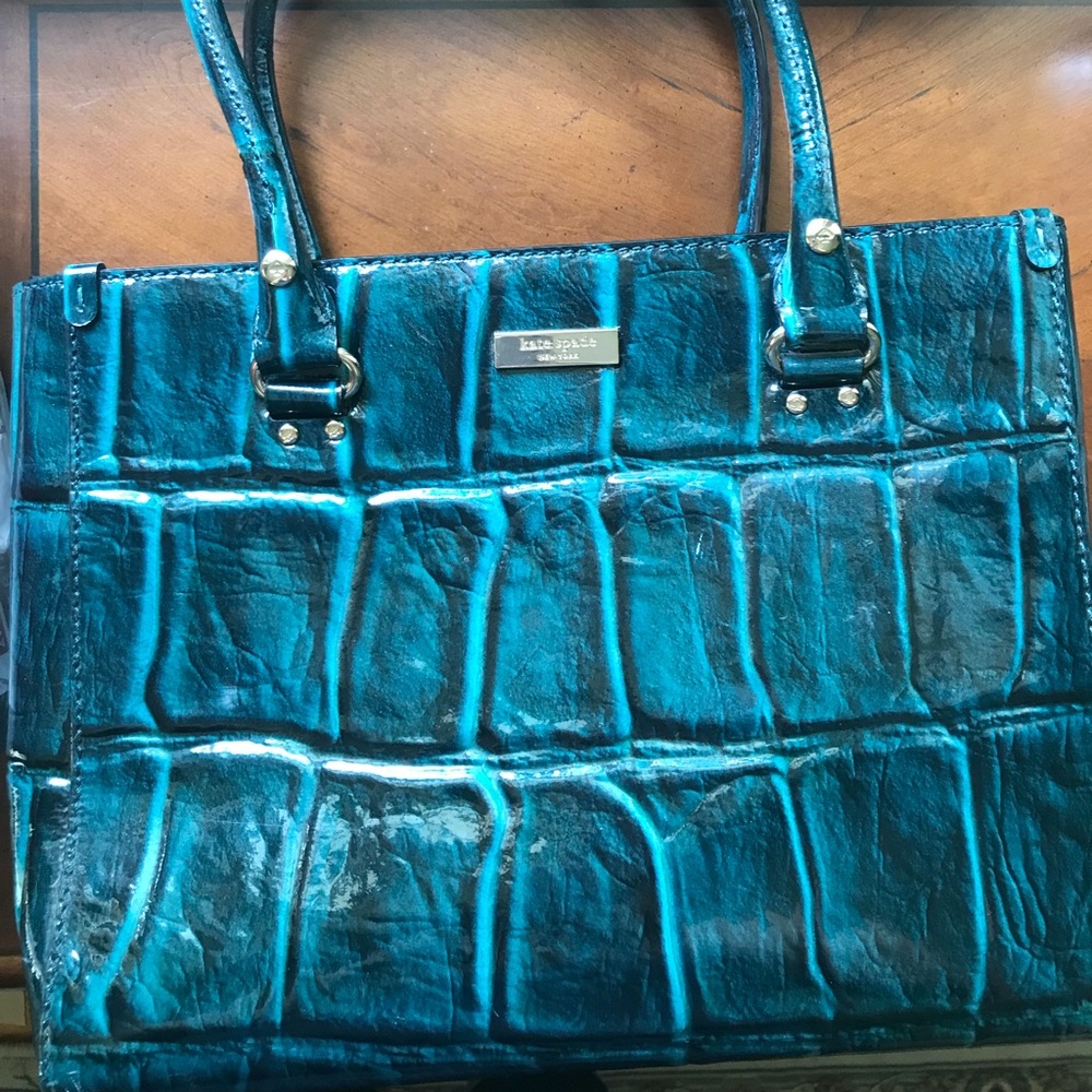 Kate Spade Croc Knightsbridge Quinn Teal Purse